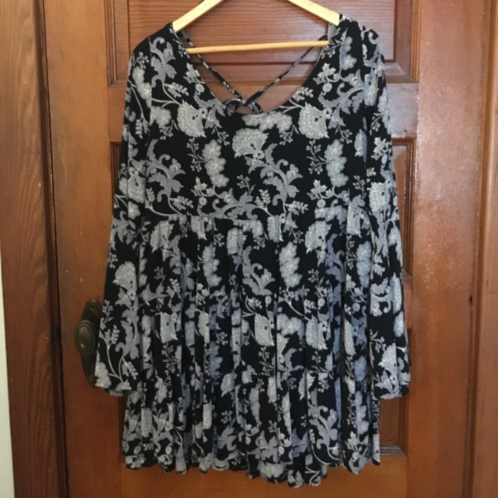 blue boho paisley dress